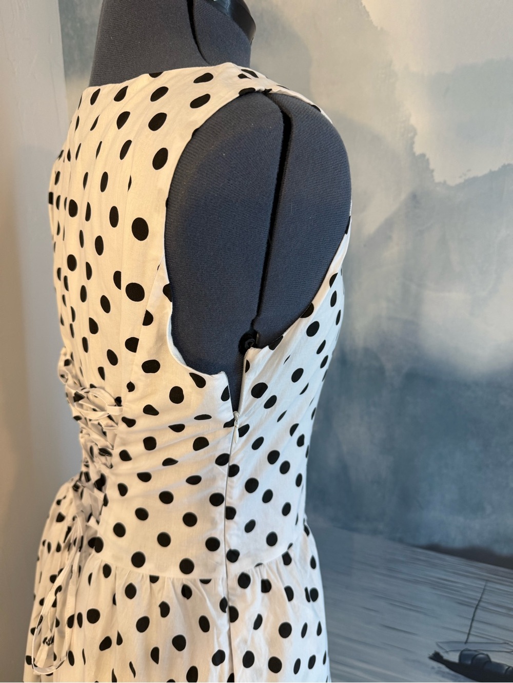 Polka Dot Sleeveless Midi Dress in Black & White #259 - Picture 6 of 13